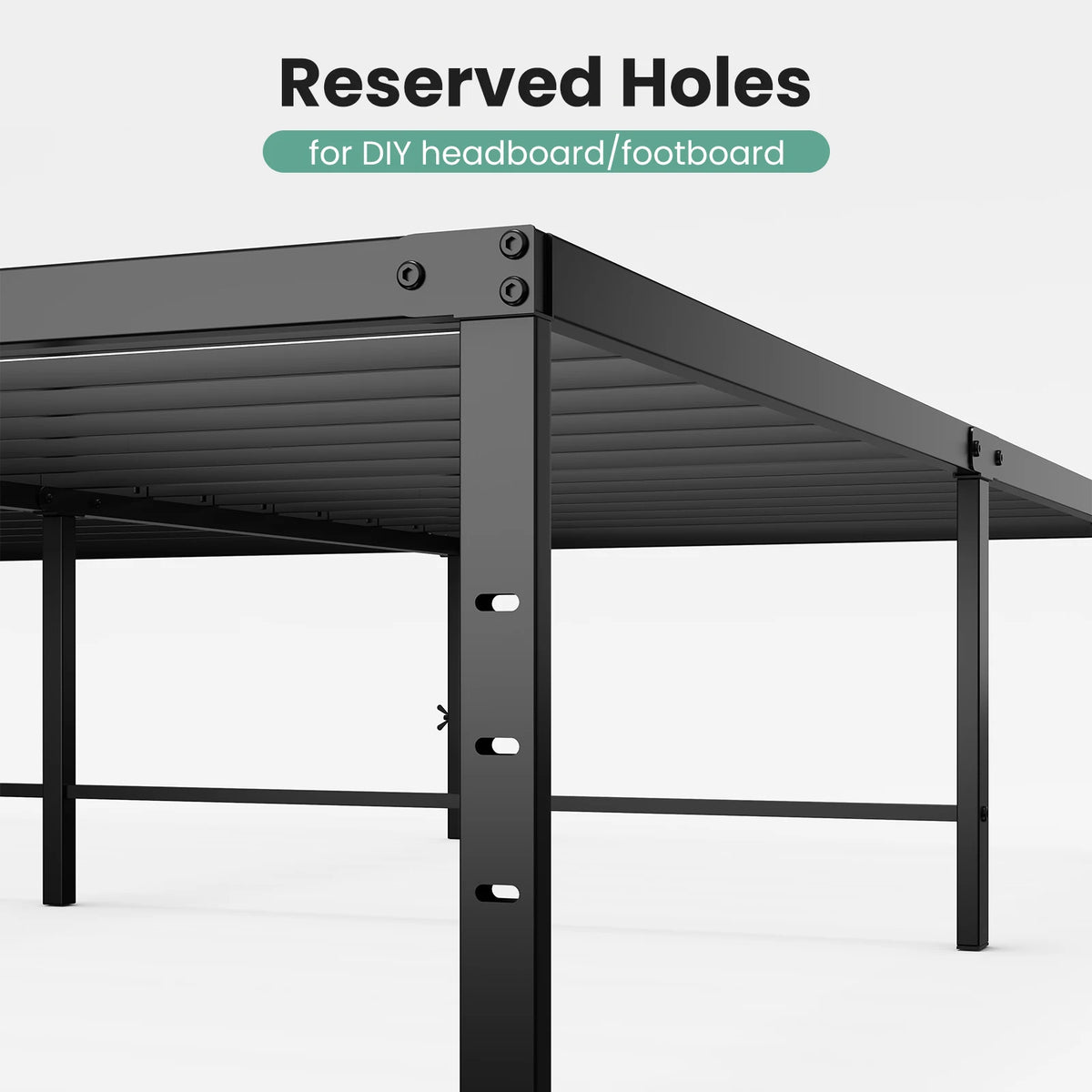 MCQ 16 Inch Platform Bed Frame Full Size Metal Platform with Storage Sturdy Steel Slat Support Bedroom Bed Heavy Capacity