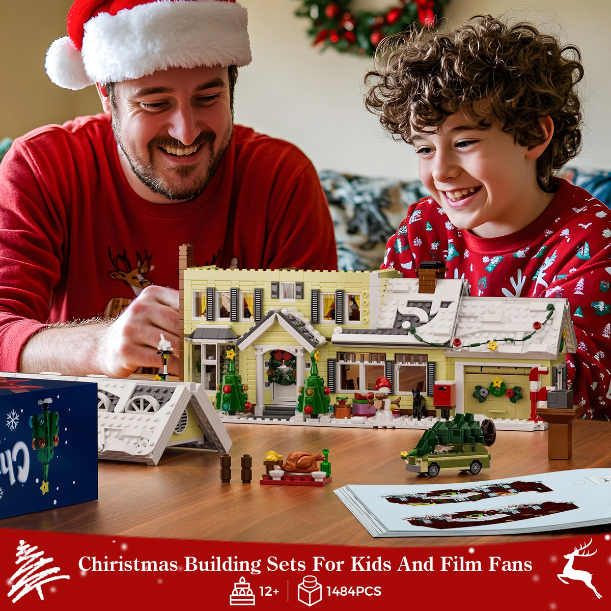 Christmas Snow Village Building Blocks House Model Ornament