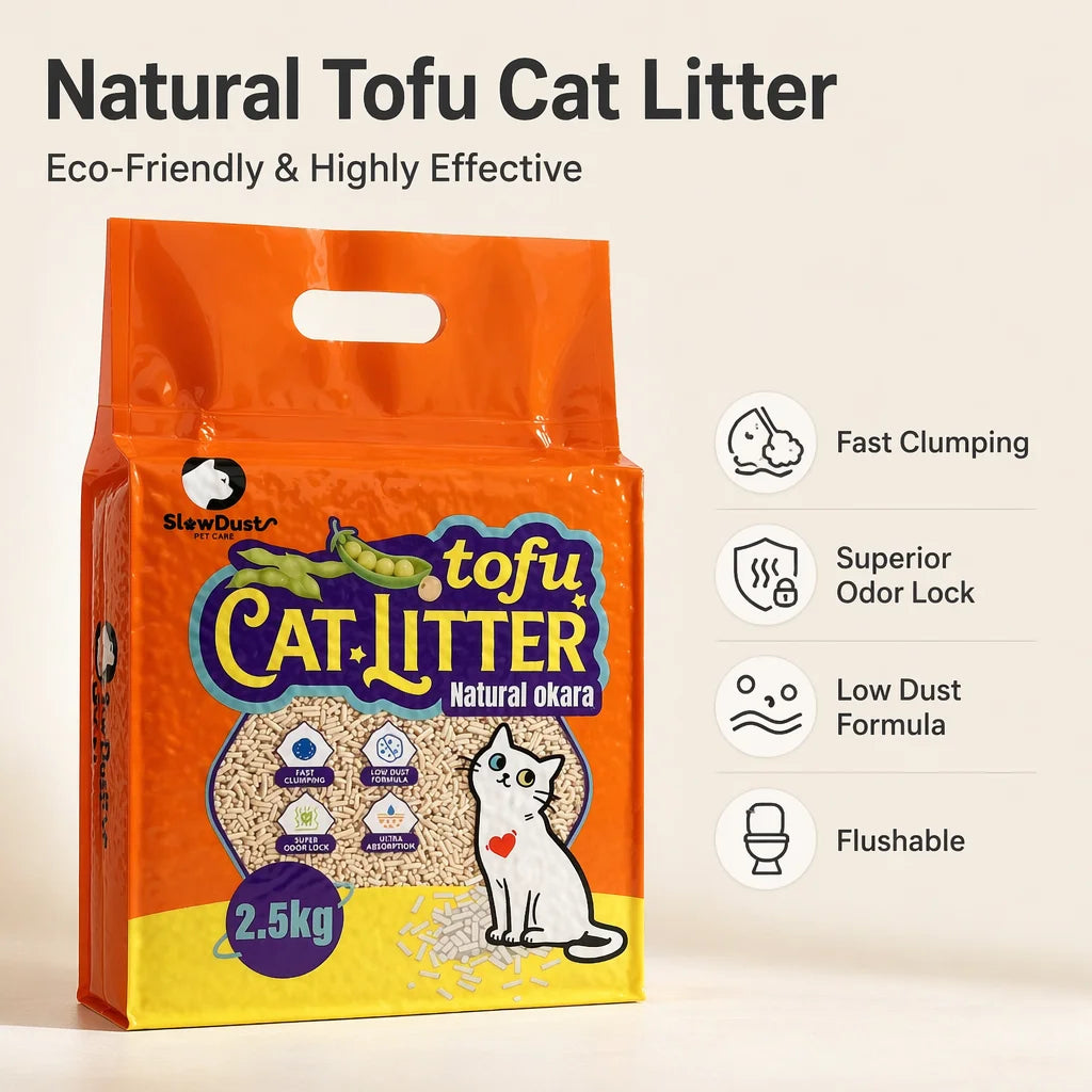 Eco Friendly Tofu Cat Litter 5 Pack 12.5kg Natural Okara Pea Fiber Plant Based Low Dust Clumping Flushable Kitty Litter
