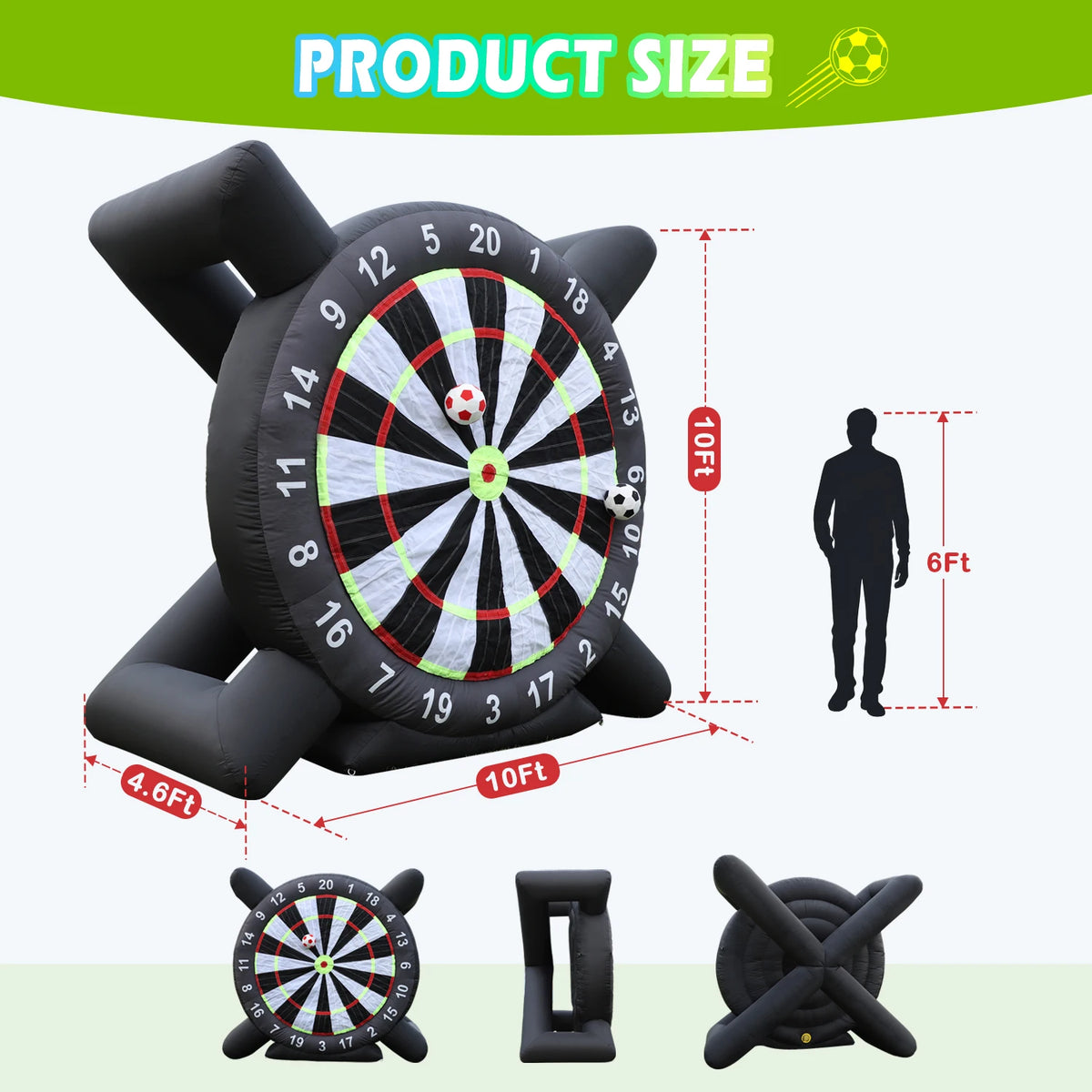 Large Inflatable Football Target for Courtyard Outdoor Football Dartboard Indoor Training Kick Goal with Fan And Ball Included