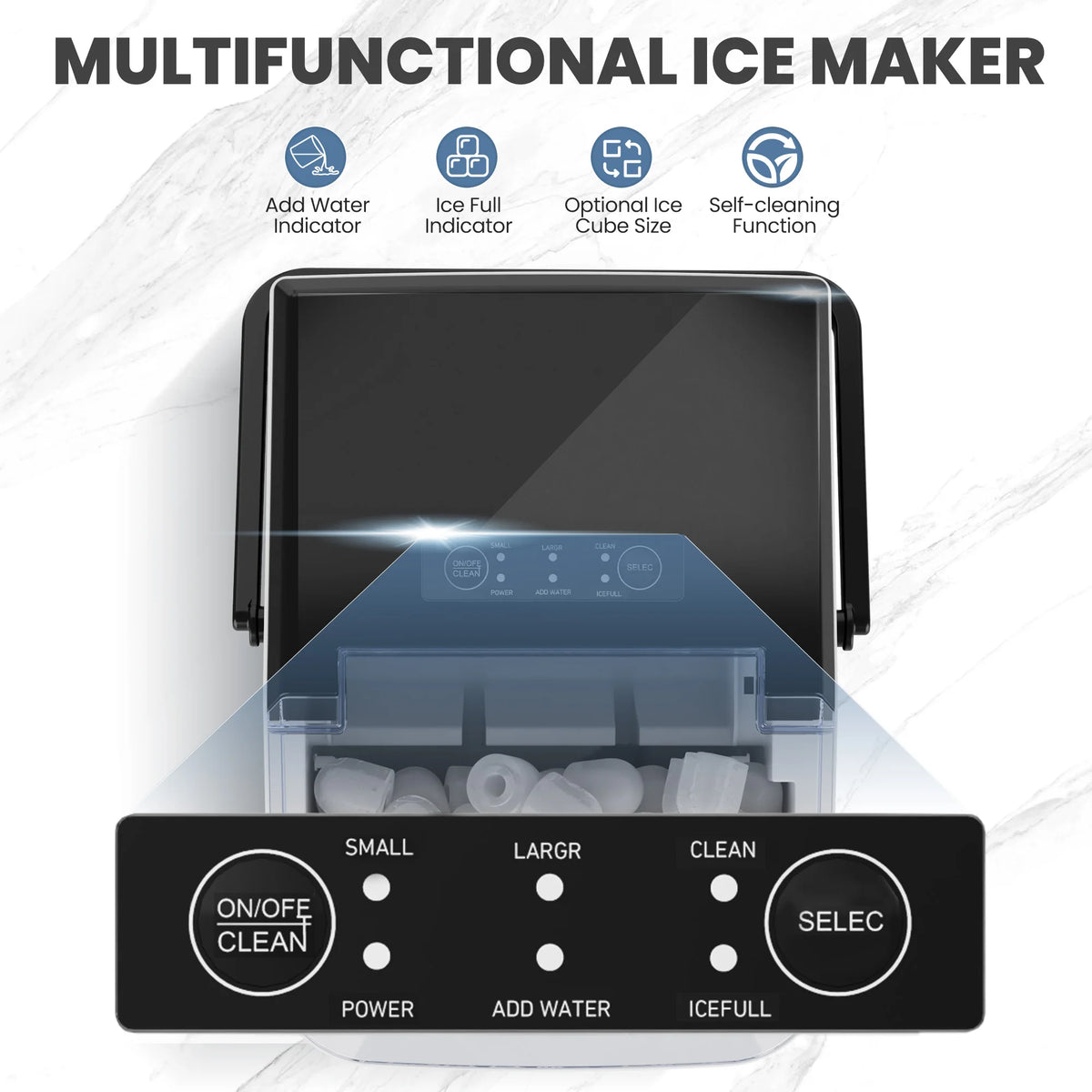 JHK Portable Countertop Ice Maker With Self Cleaning Function