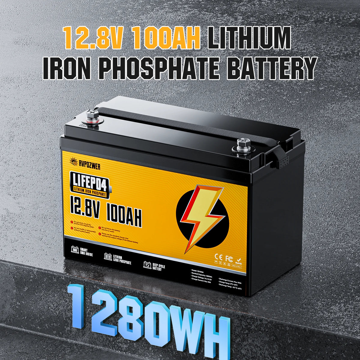 RVPOZWER LiFePO4 Lithium Battery for RV Marine and Solar Power
