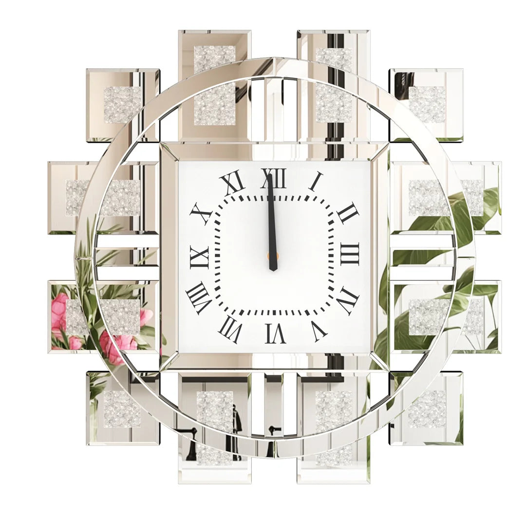 Decorative Crystal Crushed Diamond Inlay Wall Clock Battery Operated