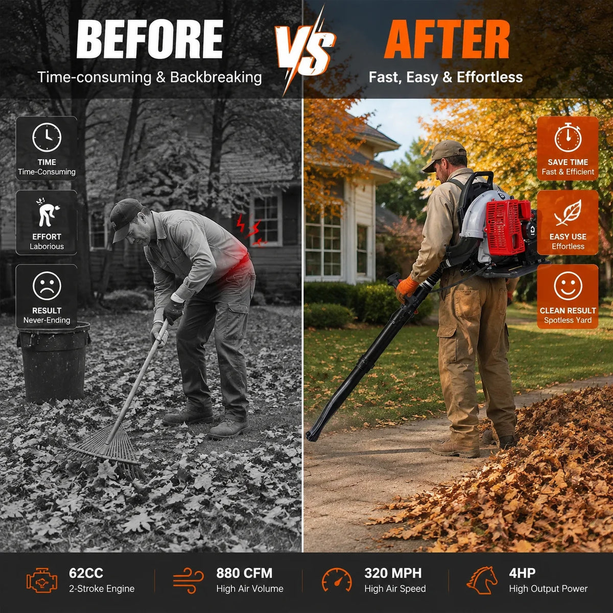 Gas Powered Backpack Leaf Blower With Variable Speed Cruise Control