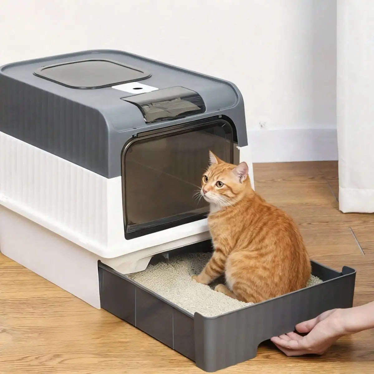 Fully Enclosed Cat Litter Box with Top Entry & Drawer, Extra Large Odor-Proof Splash-Proof Litter Pan, High Capacity Anti-Leak Cat Toilet for Multiple Cats
