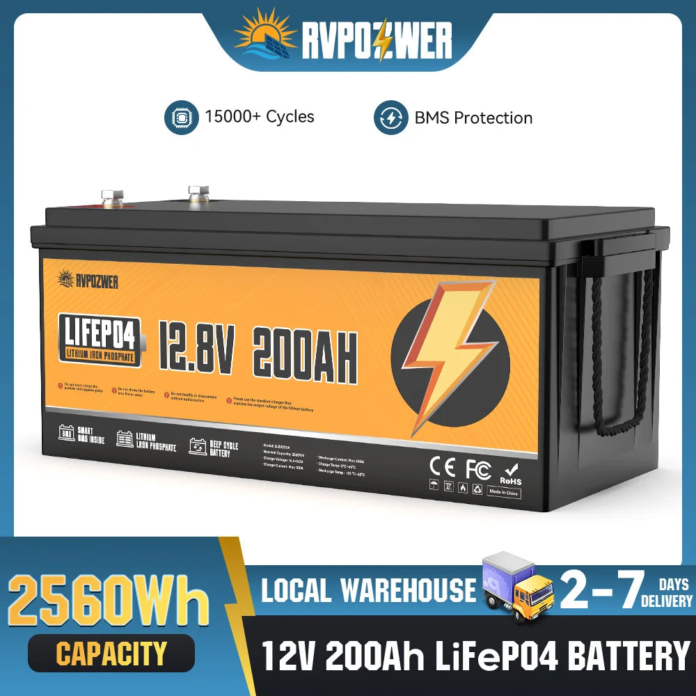 RVPOZWER LiFePO4 Battery With Smart BMS for Solar Energy Storage