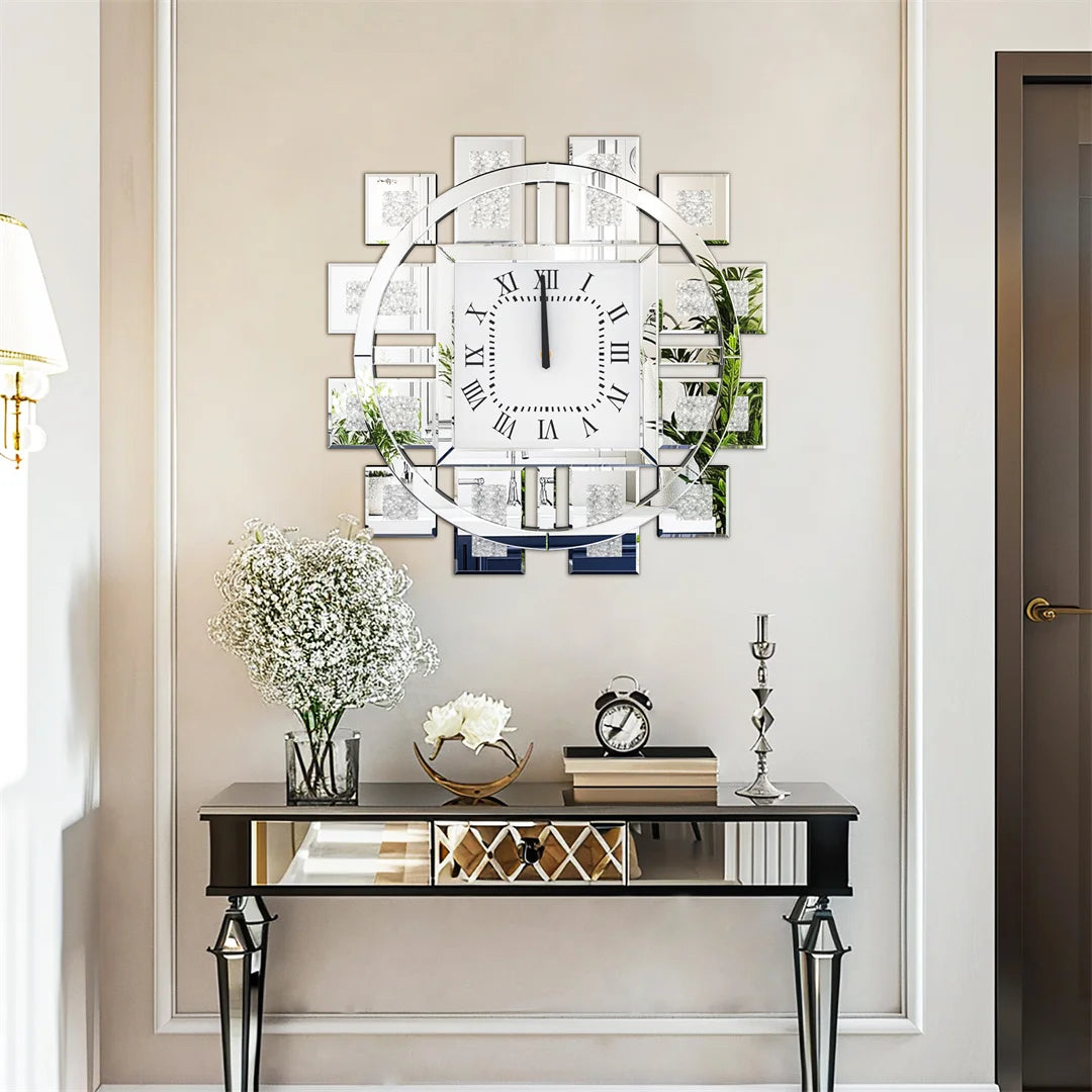 Decorative Crystal Crushed Diamond Inlay Wall Clock Battery Operated