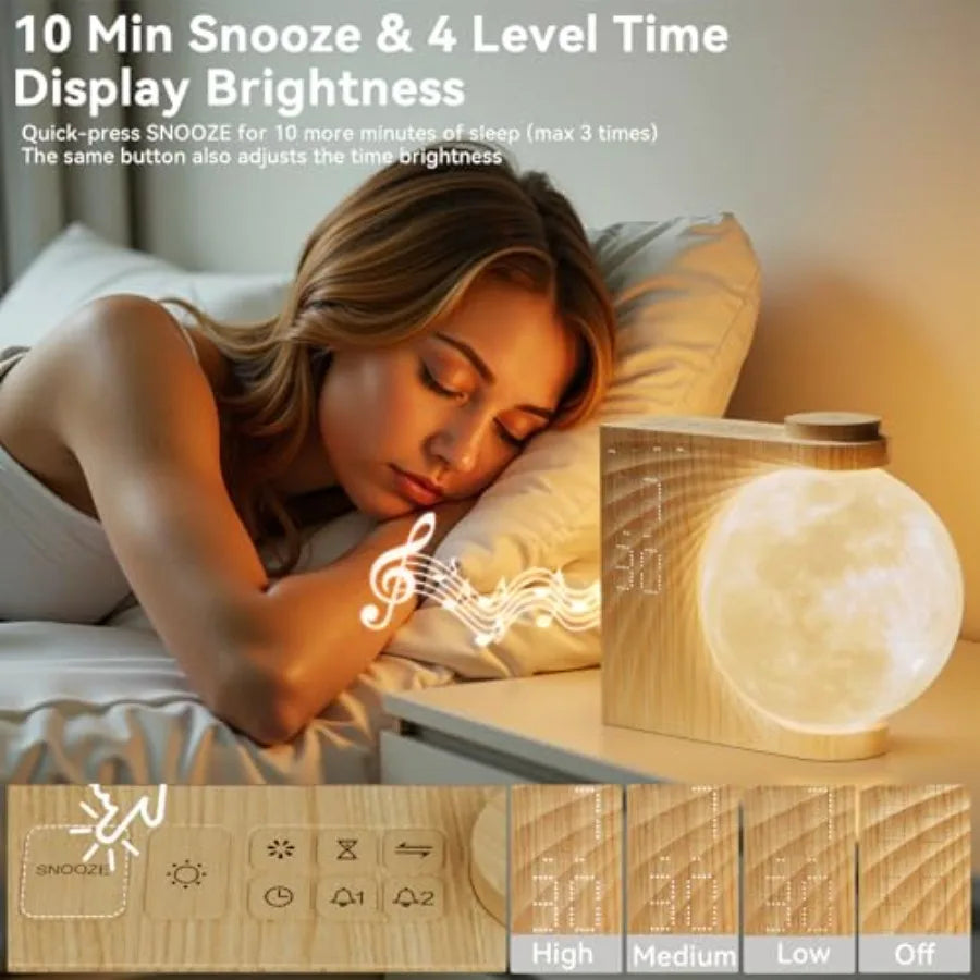 Sunrise Alarm Clocks for Heavy Sleepers, Night Lamp Clocks for Bedrooms with Moon Light, 10 Light Effects, 30/60/90 Timer, 10 S