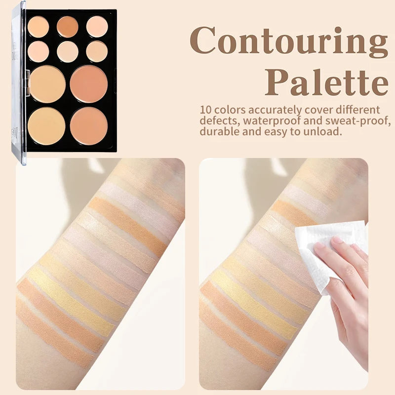 VERONNI Cream Contour Concealer Palette With Brush, Highlighter And Bronzer