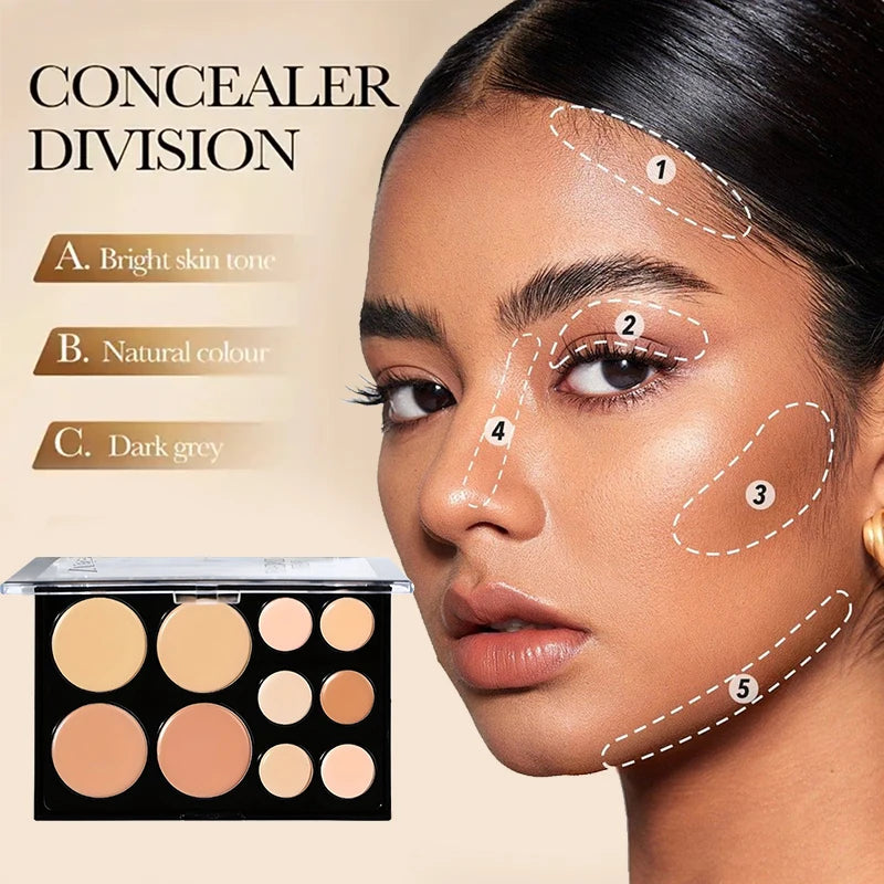 VERONNI Cream Contour Concealer Palette With Brush, Highlighter And Bronzer