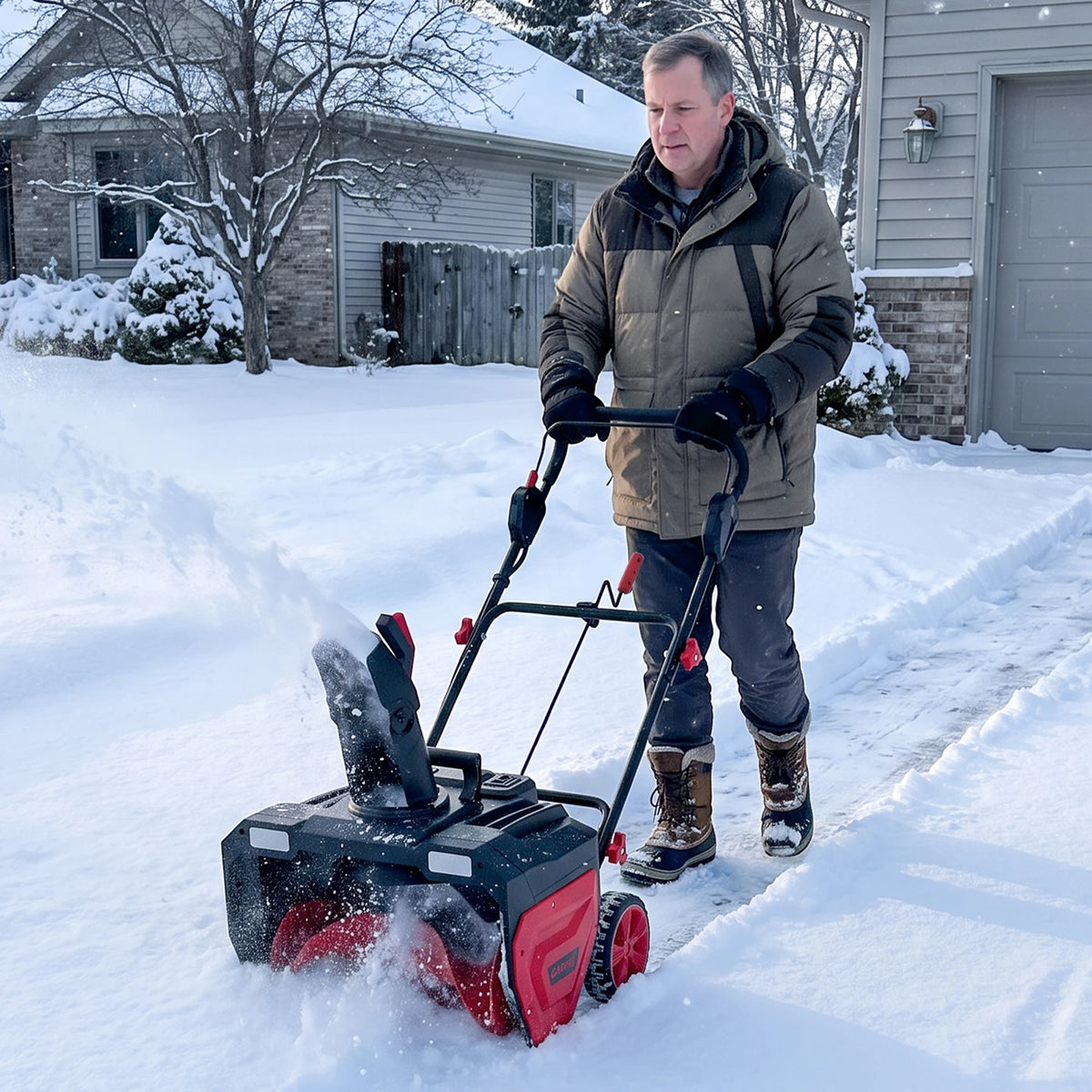 Cordless Electric Snow Blower With Battery Power And LED Lights