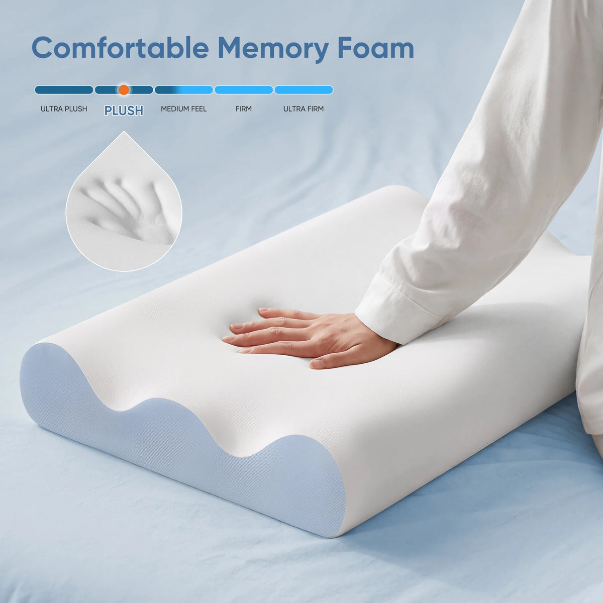 MCQ Memory Foam Cervical Pillow With Cooling Breathable Cover Ergonomic Neck Pillow Comfort Removable Washable Cover Design For Home Bedroom