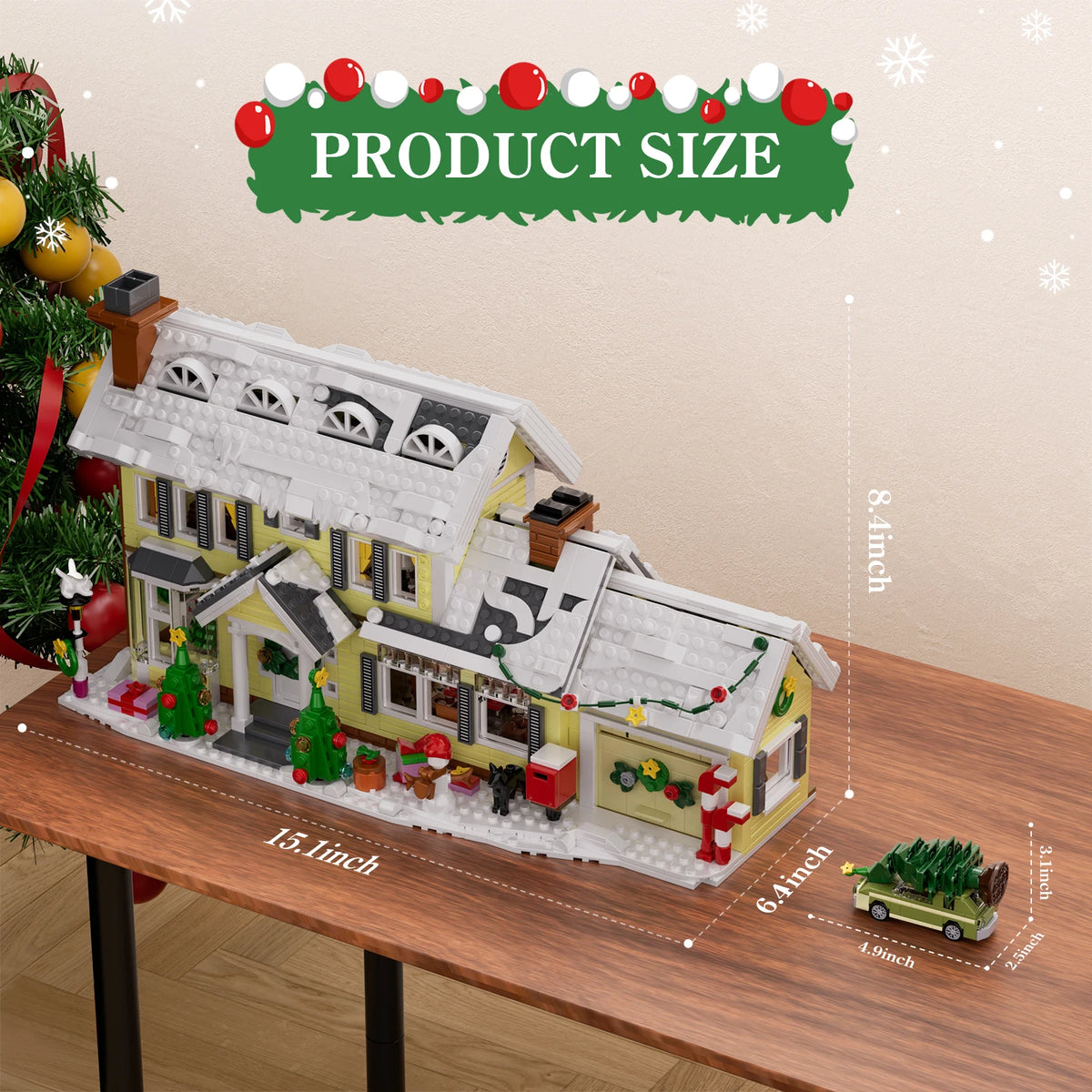 Christmas Snow Village Building Blocks House Model Ornament