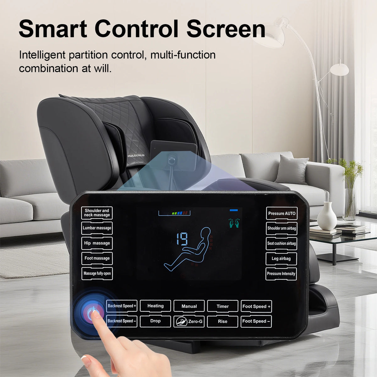 2026 New Zero Gravity Full Body Massage Chair - 10 Fixed Rollers, with Heating, Foot Massage, and Touchscreen Controls