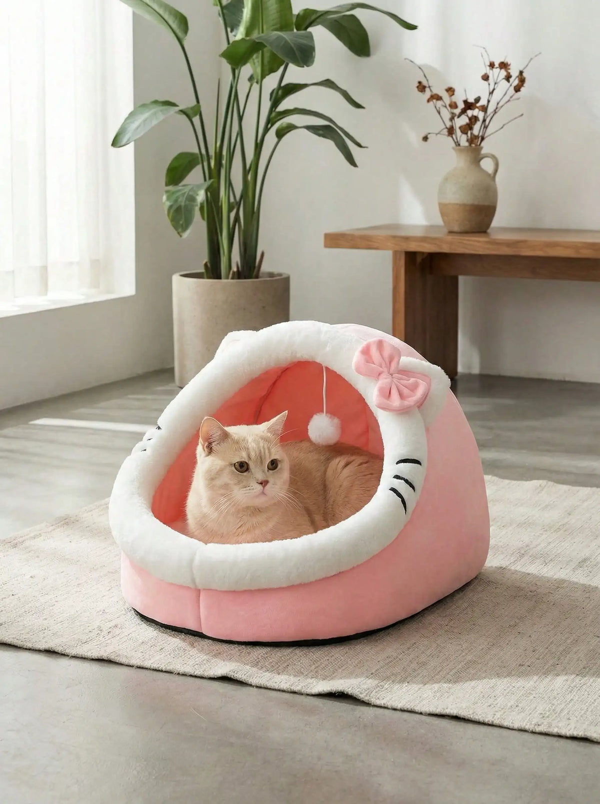 PETSIN 1 Pc Cute Cat Bed For Indoor Cats House, Washable Pet House, Warm Pet Cave Bed , Suitable For Use Of Rabbits, Puppies And Cats