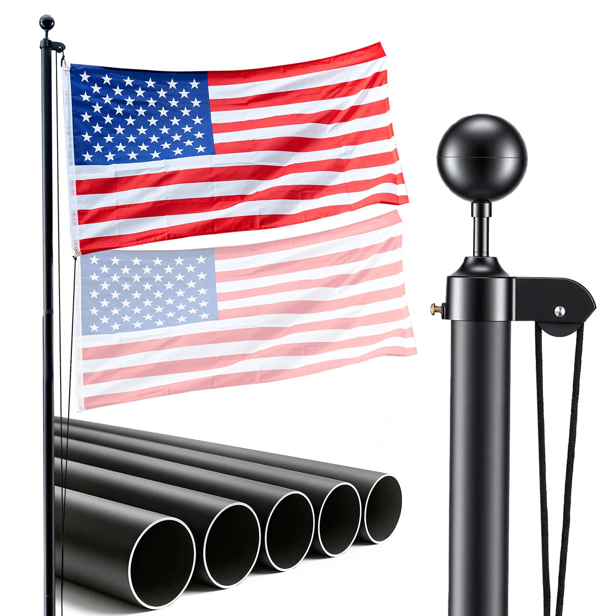 VEVOR Aluminum Flagpole Kit With American Flag For Yard