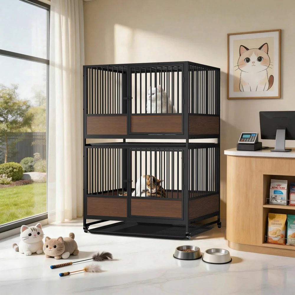 Large Cat Cage Heavy Duty Metal Crate Enclosure Playpen Kennel for Cats and Small Dogs Puppy