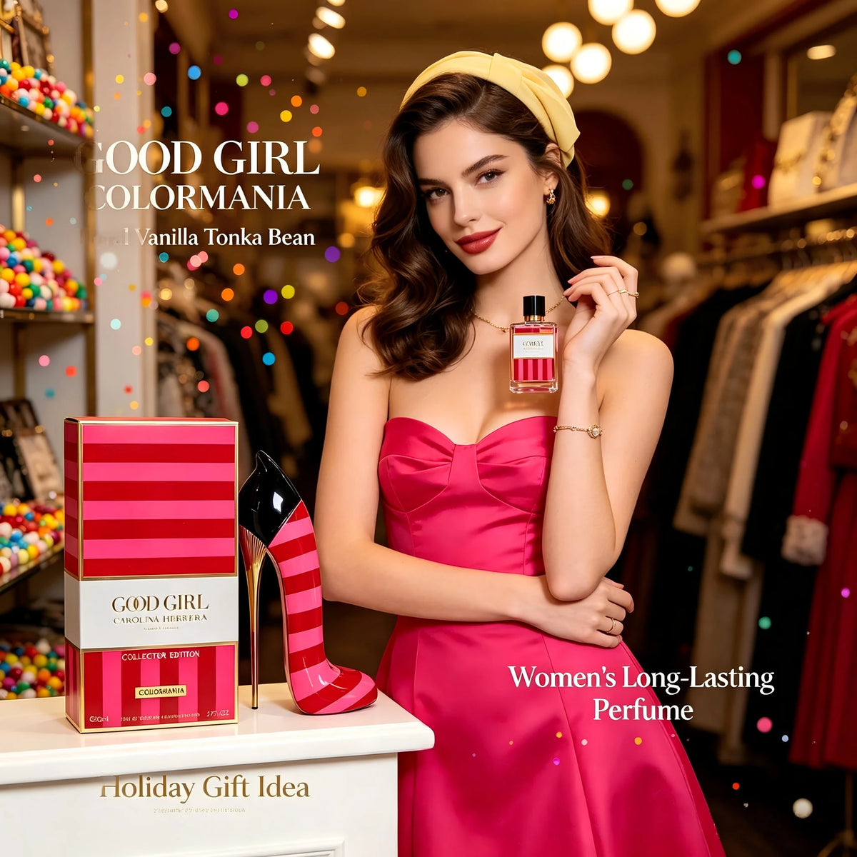 Carolina Herrera Good Girl Colormania EDP 80ml 2.7 fl.oz Women Collector Edition Floral Vanilla Tonka Bean Jasmine Perfume Long Lasting Luxury Fragrance Colorful Signature Scent Halloween Christmas Holiday Gift Single Bottle
