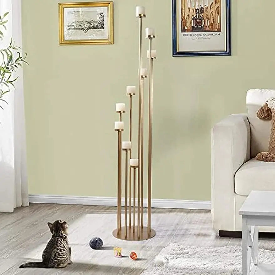 Nine Arm Pillar Candle Holder Candelabra For Wedding Table Decor