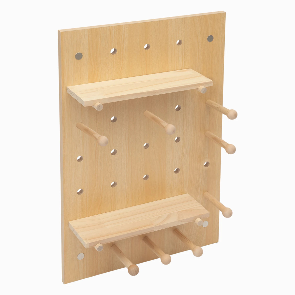 Wooden Pegboard Combination Wall Organizer Kit, Modular Display Pegboard with Shelves & Hooks, DIY Hanging Peg Board