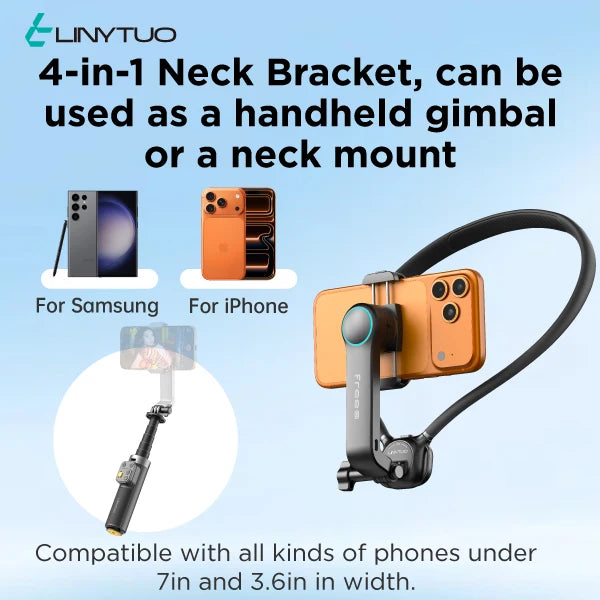 1. LINYTUO Neck Mount Phone Holder, Hands Free POV Vlog Shooting 360° Adjustable Wearable Neck Hanging Bracket` 2.