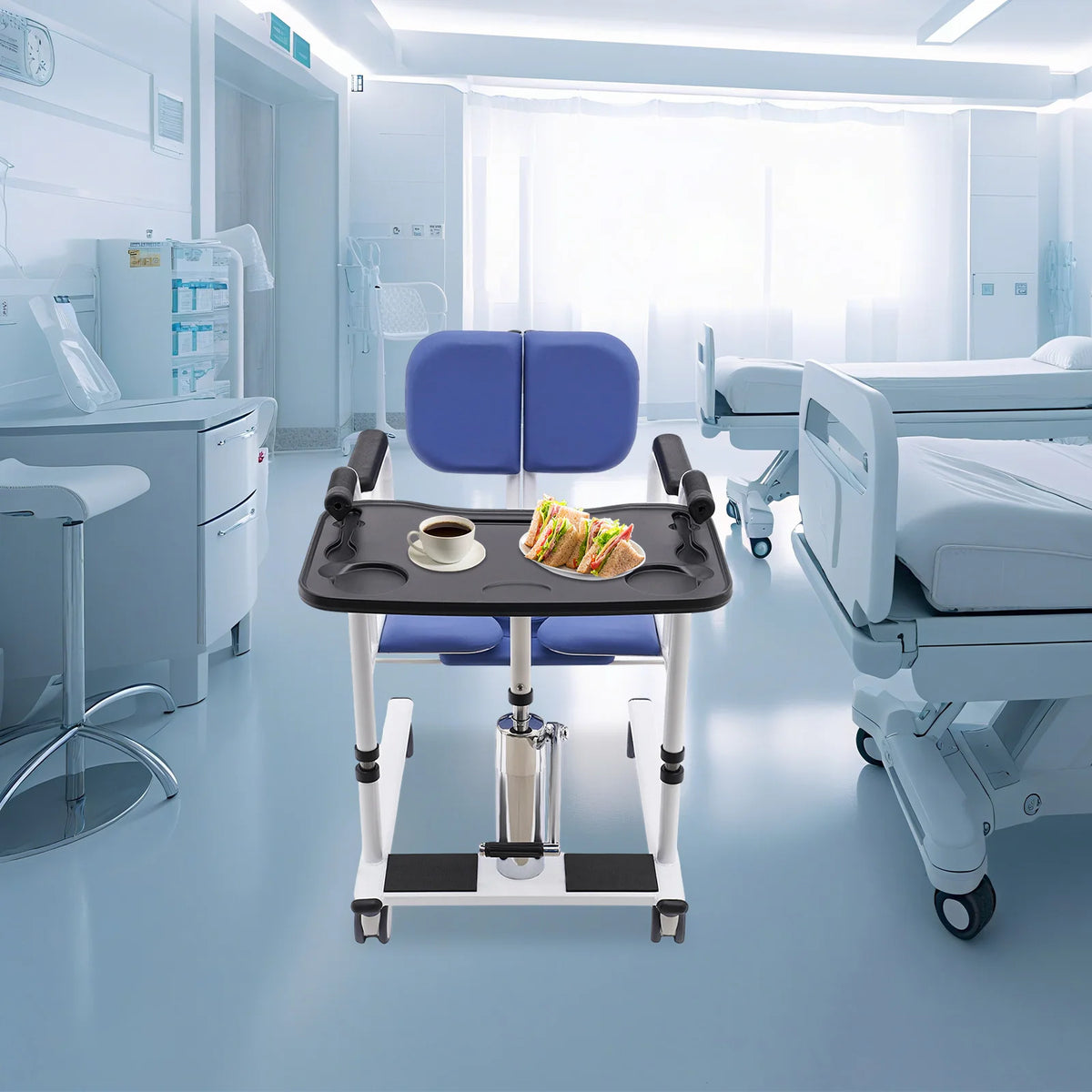 Hydraulic Patient Lift Transfer Chair With Adjustable Shower Seat