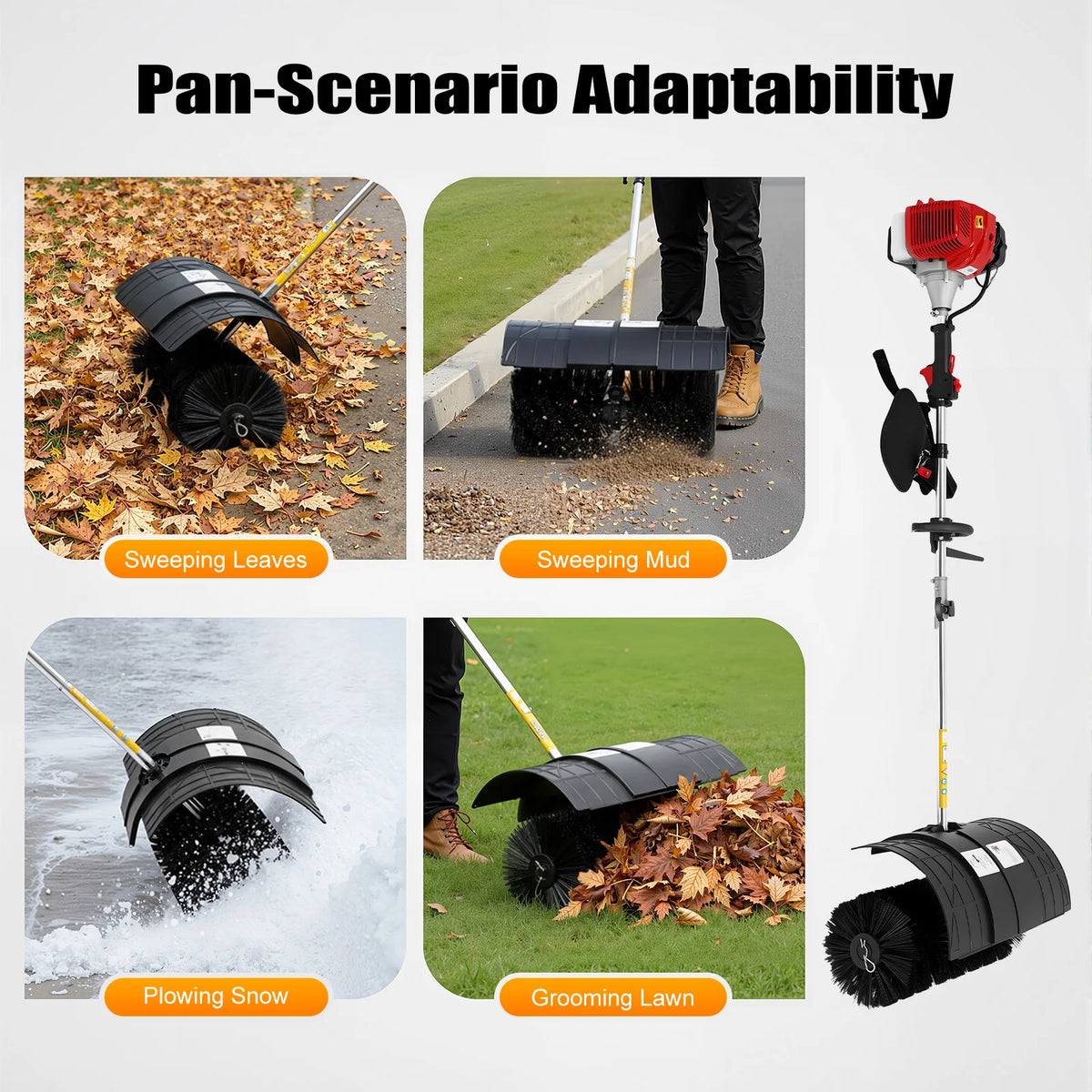 Gas Powered Walk Behind Sweeper for Lawn and Driveway Cleaning