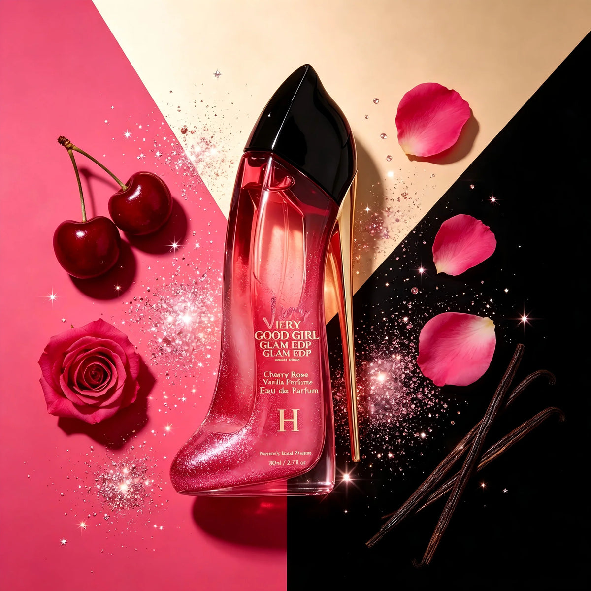 Carolina Herrera Very Good Girl Glam EDP 80ml 2.7 fl.oz Women Cherry Rose Vanilla Perfume Long Lasting Luxury Fragrance Sparkling Feminine Signature Scent Back to School Fall Fashion Halloween Christmas Holiday Gift Single Bo