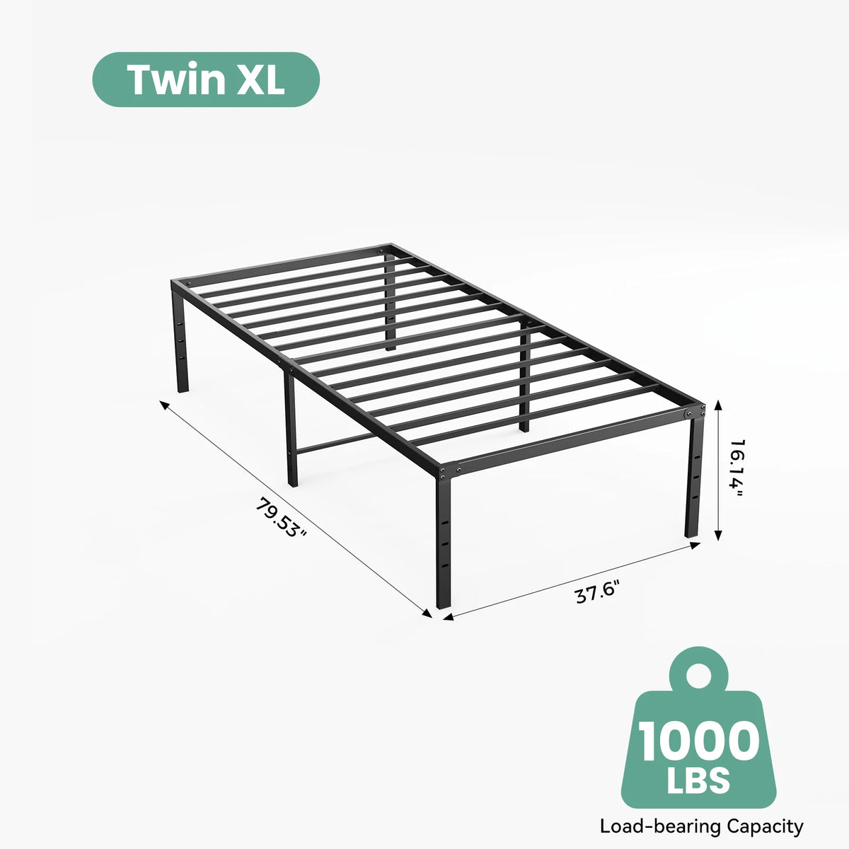 MCQ 16 Inch Platform Bed Frame Full Size Metal Platform with Storage Sturdy Steel Slat Support Bedroom Bed Heavy Capacity