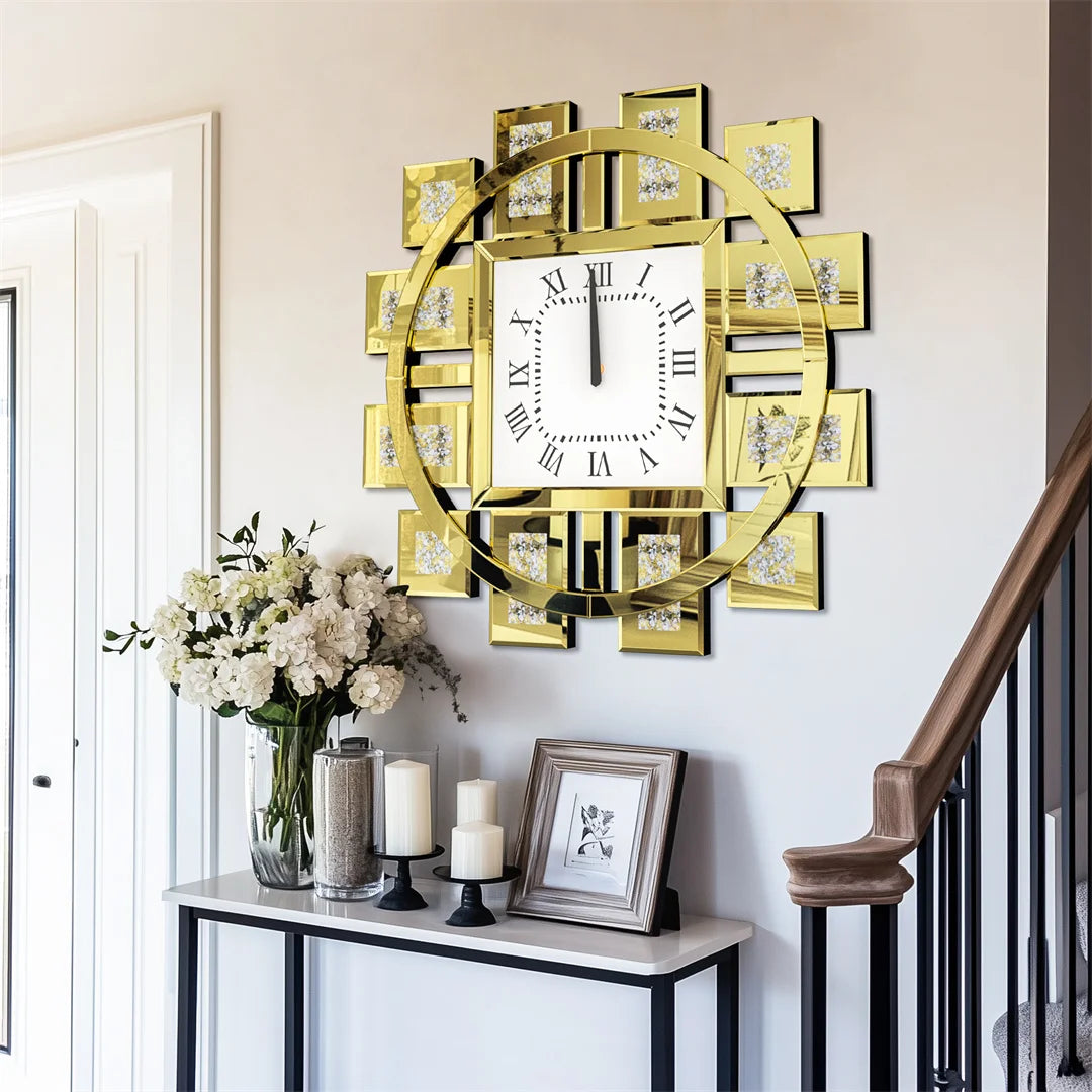 Decorative Crystal Crushed Diamond Inlay Wall Clock Battery Operated