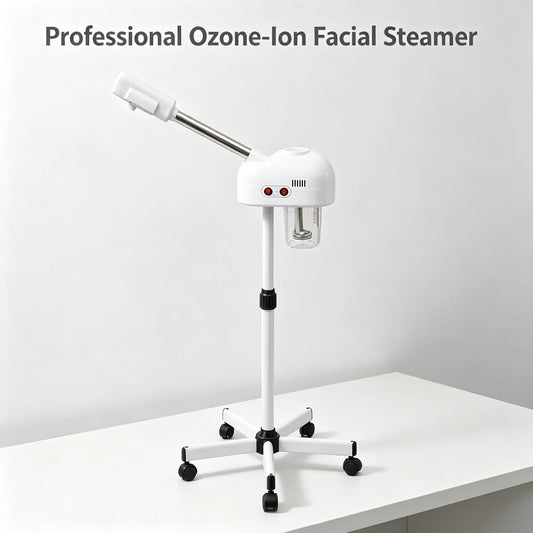 Facial Steamer 800W with Ozone-Ion Steam, 360° Rotatable Design for Salon & Home Spa, Professional Skin Care Machine with 0.2Gal Tank & Adjustable Height, White