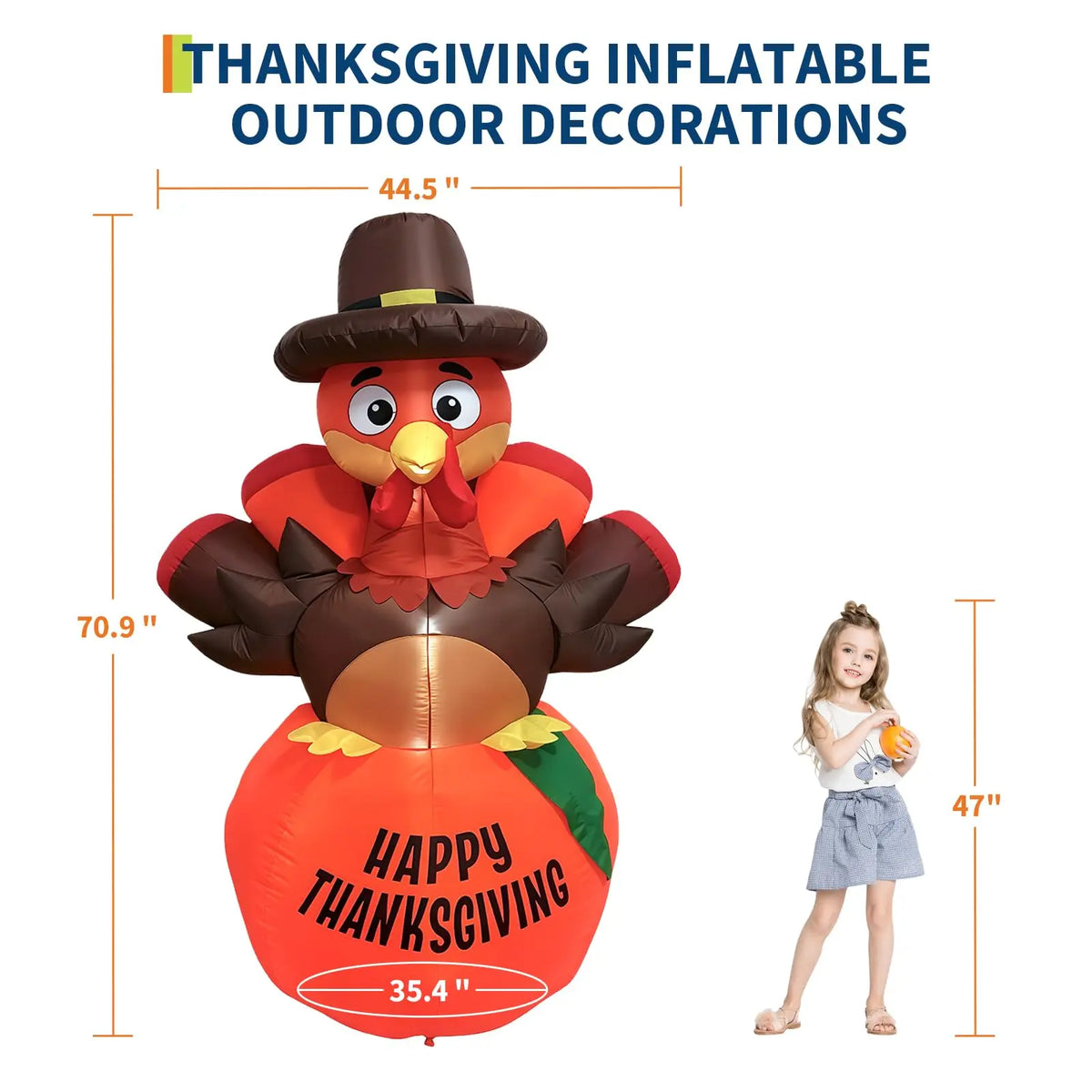 6 FT Thanksgiving Inflatable Outdoor Decoration Pumpkin and Turkey Design with 7 LED Lights Weather Resistant Polyester for Yard Garden Porch Party Indoor Display Holiday Festival Decor
