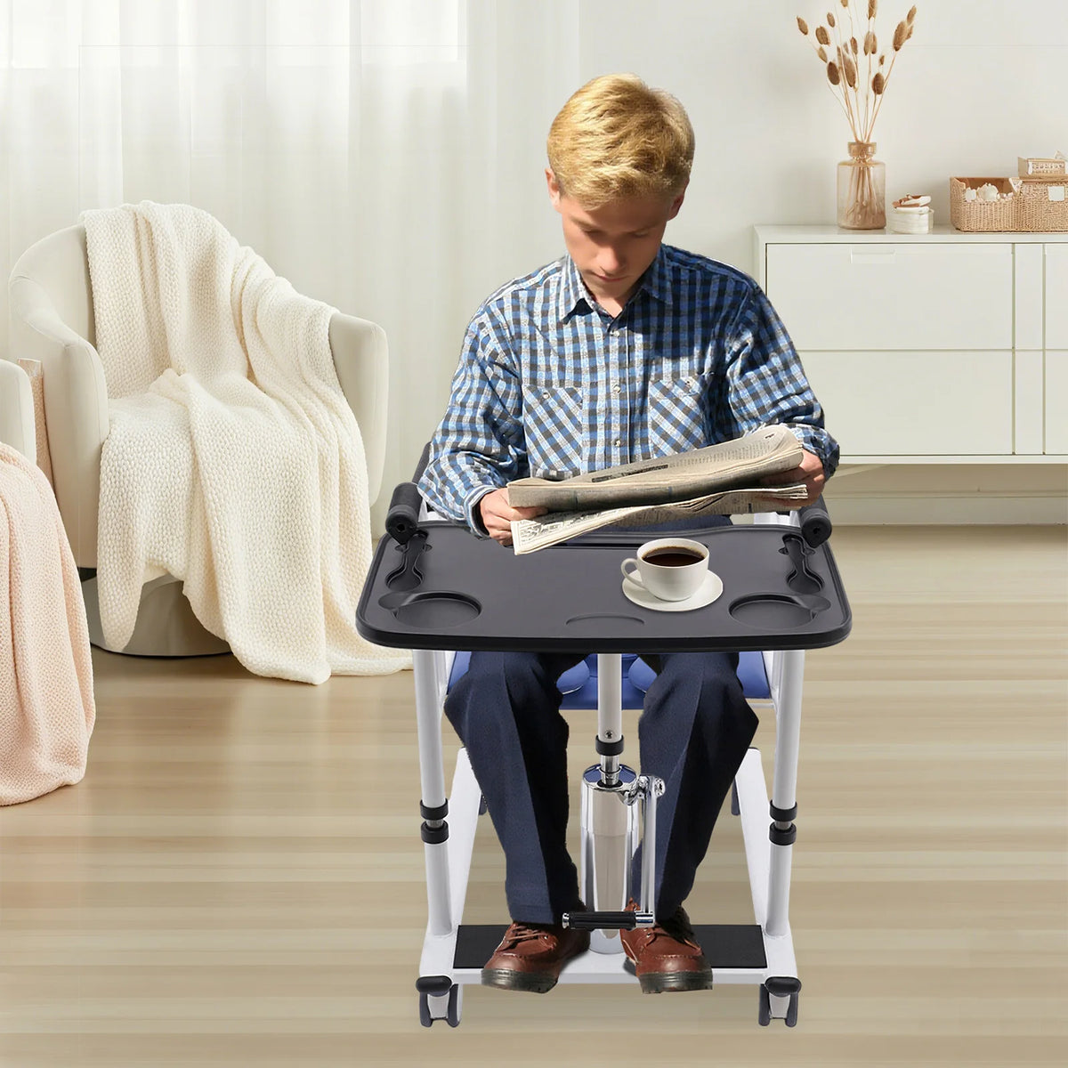 Hydraulic Patient Lift Transfer Chair With Adjustable Shower Seat