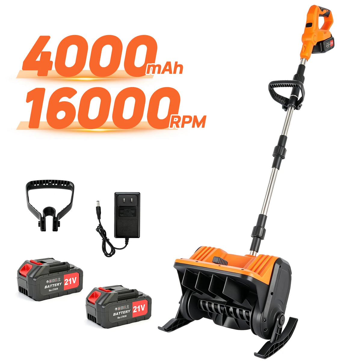 Brushless Cordless Snow Shovel With Foldable Design And Ski Wheels