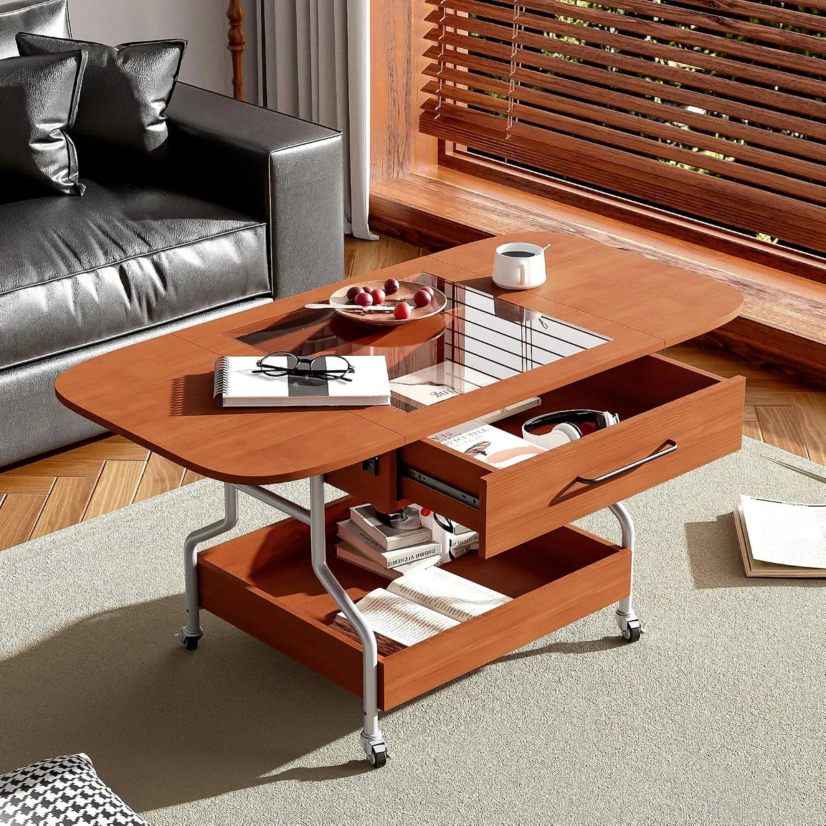 Modern Round Nesting Coffee Table with Marble Top, White & Gold Nesting Coffee Table Set of 2 Center Table with, Customized