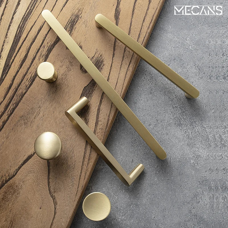 Solid Brass Cabinet Handle Drawer Wardrobe Pulls Cupboard Handles Dresser Knob Brass Furniture Long Handle Cocina Accesorio