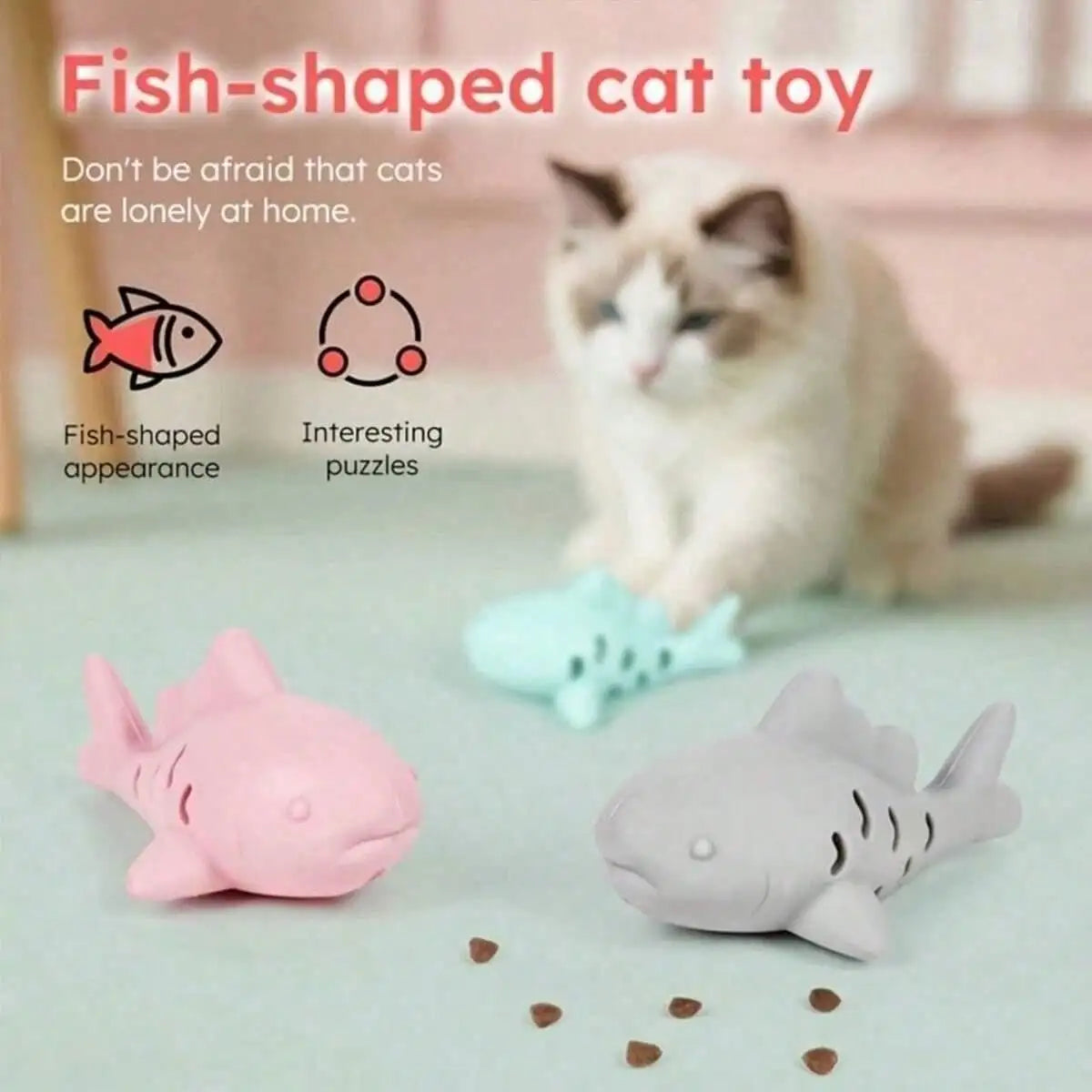 Silicone Fish Shaped Slow Feeder Puzzle Toy, Trains Pet Biting Strength, Funny Cat/Dog Toy