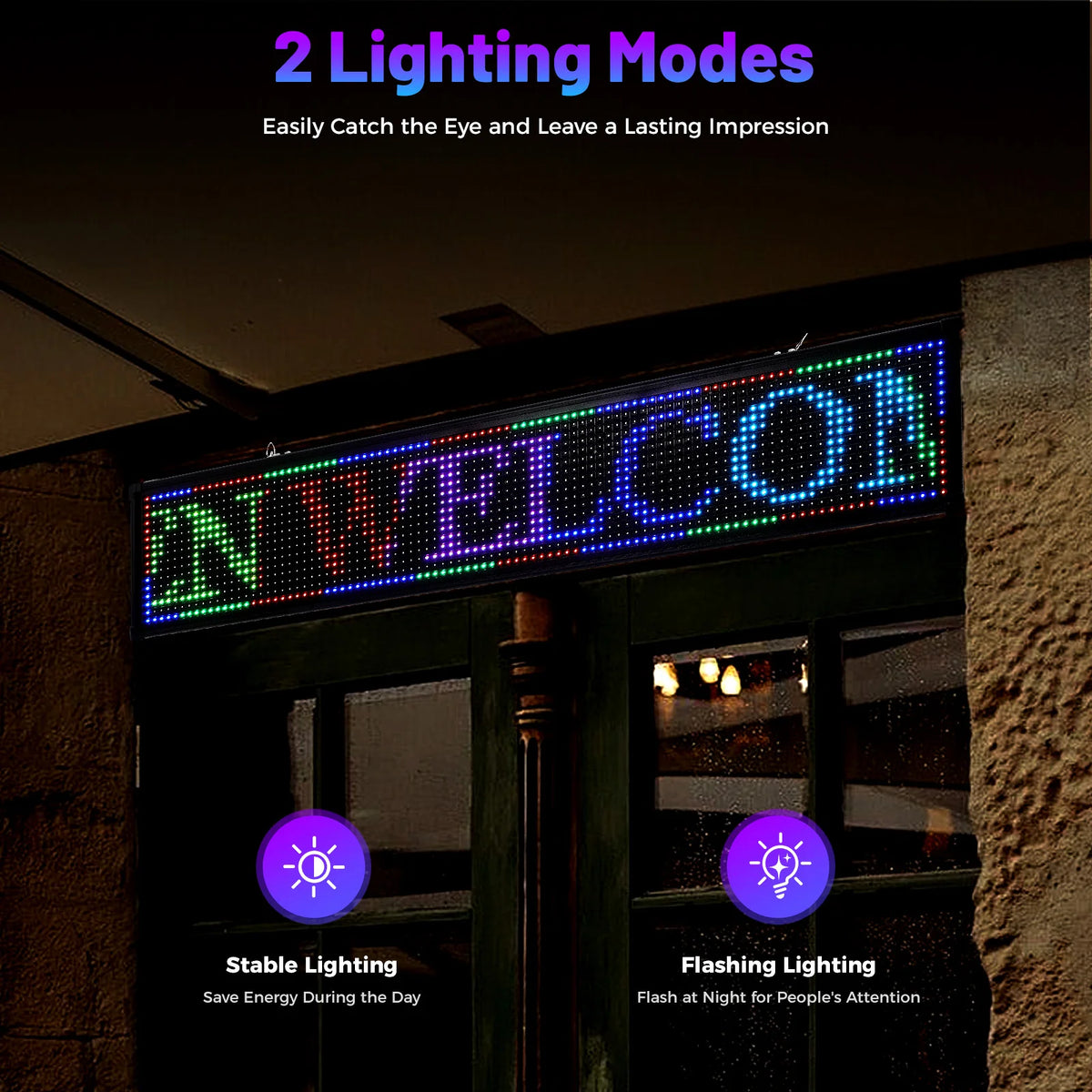 Led Scrolling Sign Board Programmable Digital Advertising Display 7 Color Modes For Commercial Advertising