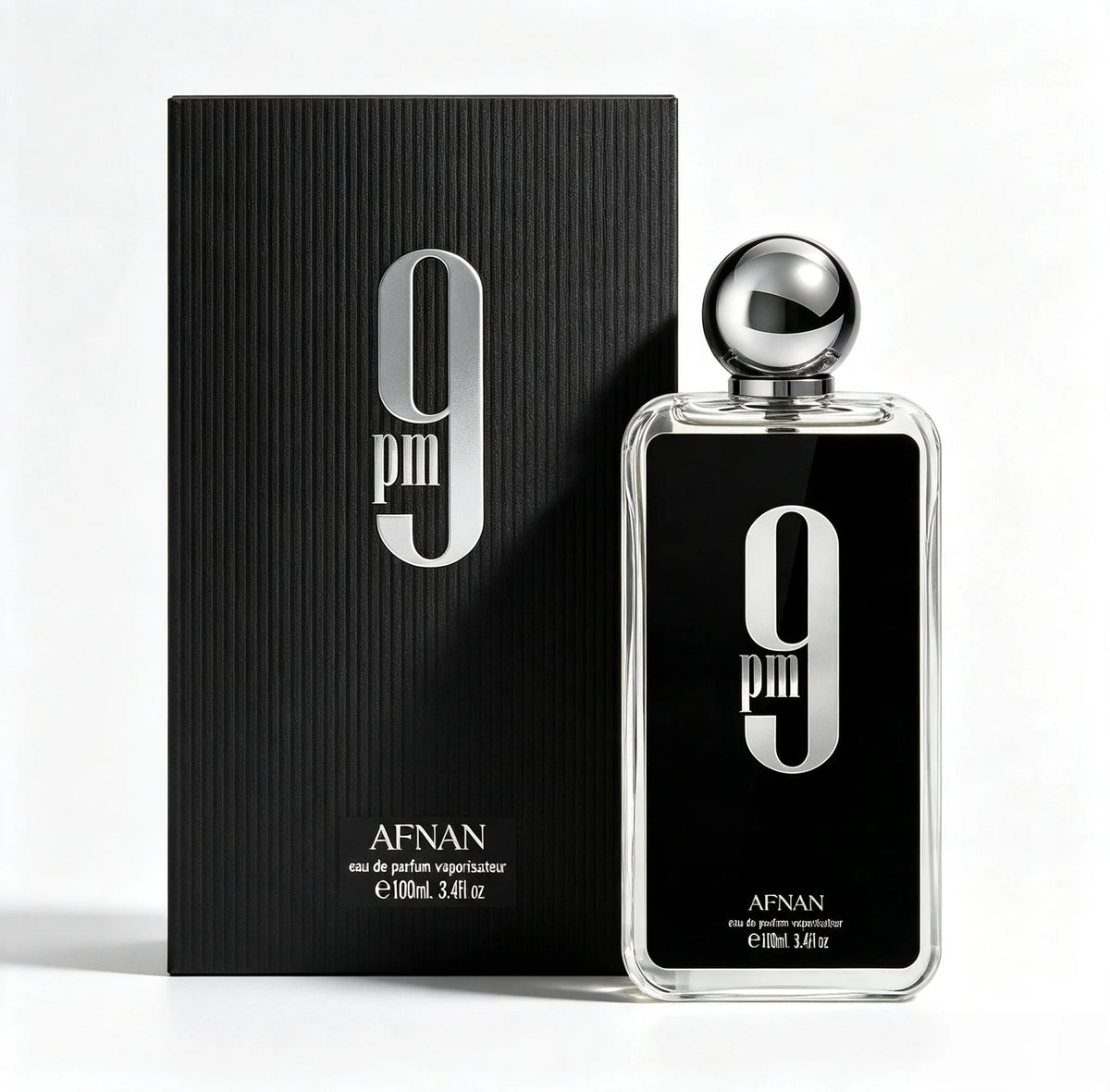 Afnan 9 PM Eau De Parfum Spray for Men 3.4 Fl Oz (100ml), Woody Amber Spicy Long Lasting Perfume