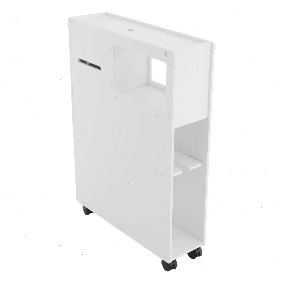 Narrow Bathroom Storage Cabinet, PVC, 4 Wheels with Brakes, Multi-Layer, Slim, for Toilet, Bathroom, Living Room, Organizer, Trolley, Floor Storage, Space Saving