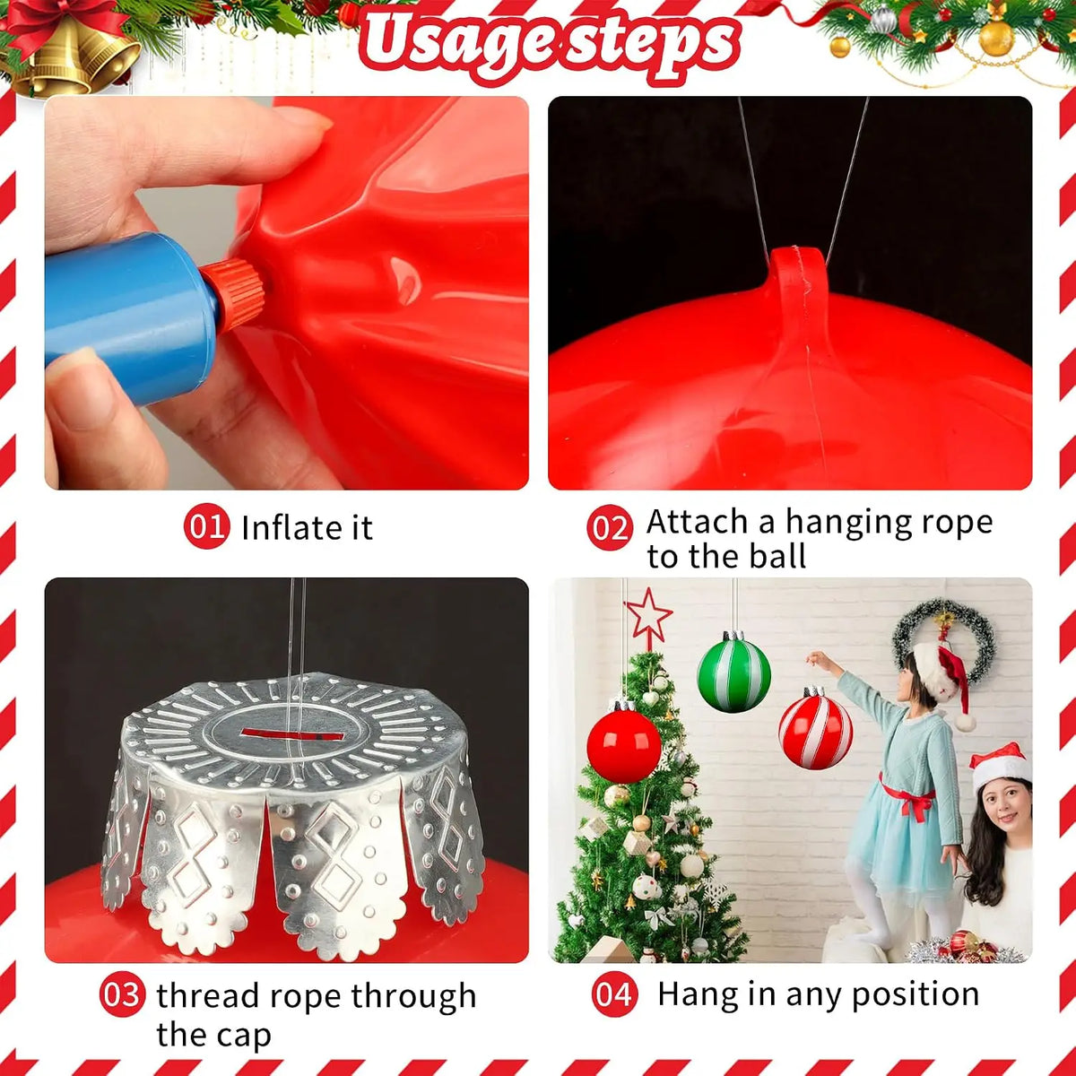 Giant Inflatable Christmas Ball Ornaments For Outdoor Holiday Decor