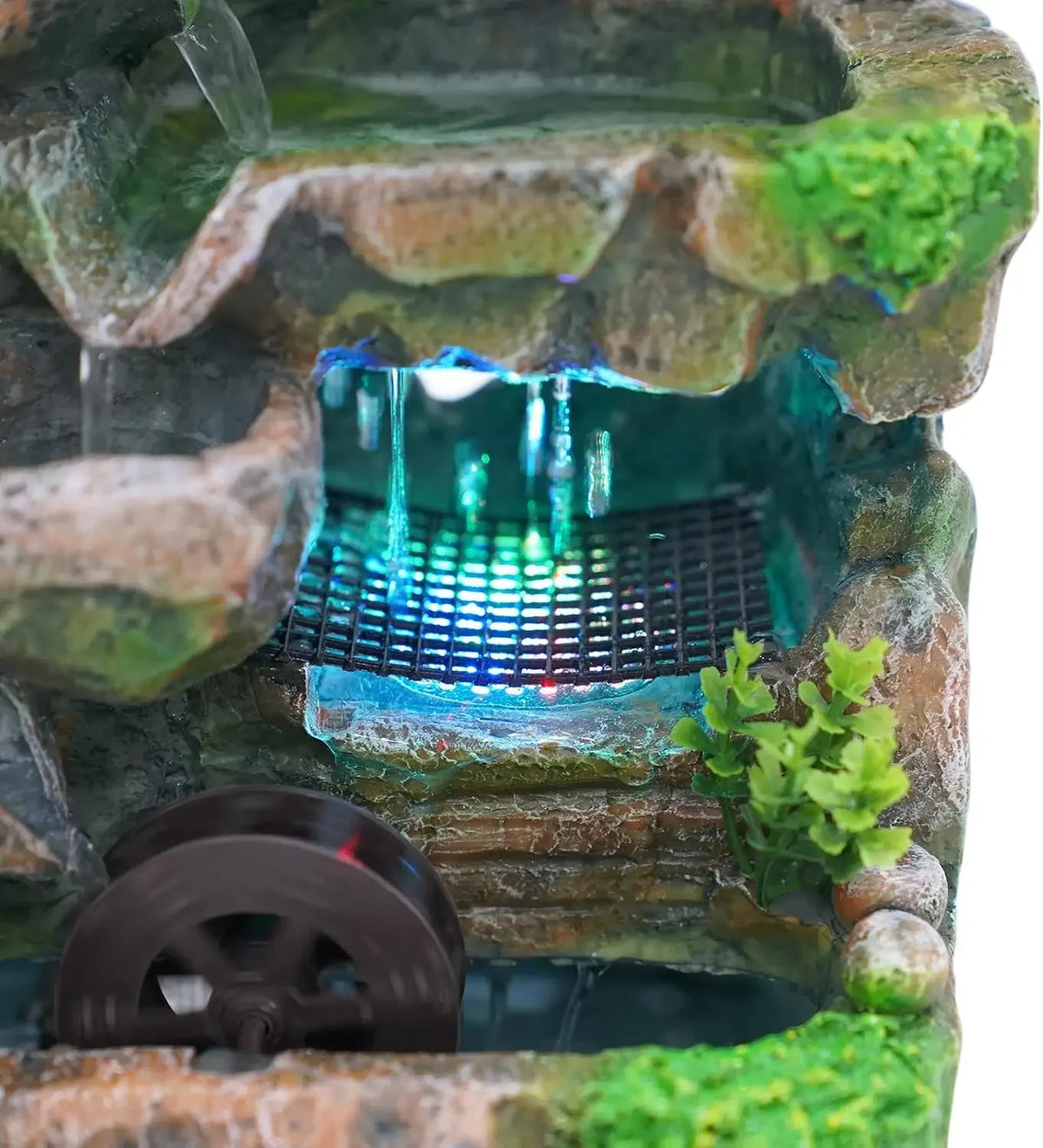 Indoor Waterfall Meditation Fountain with Automatic Pump and LED Light, Tabletop Waterfall Fountain, Relax Desktop Water for Home Office Bedroom Decoration