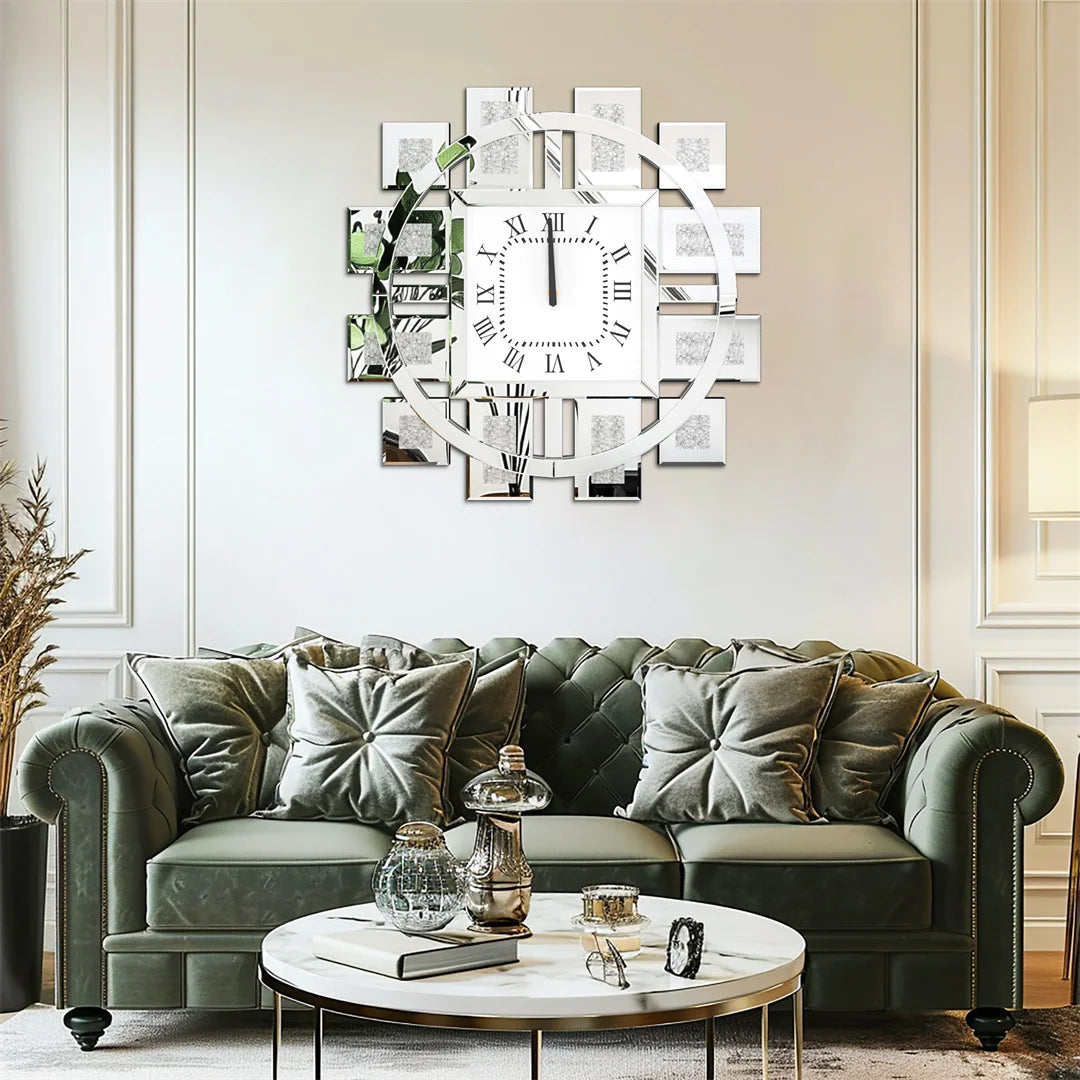 Decorative Crystal Crushed Diamond Inlay Wall Clock Battery Operated