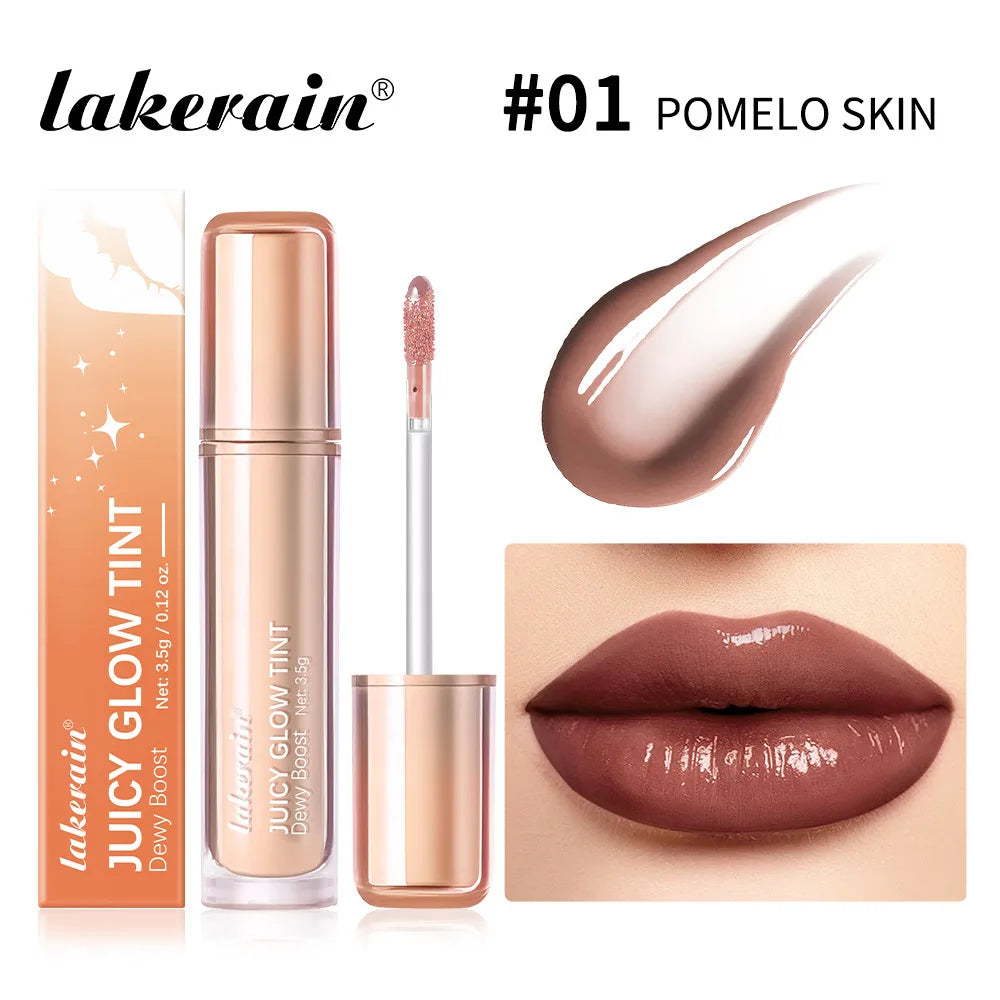 uice Mirror Lip Gloss-Juicy Glow Tint Quick-Drying Long-Wearing Lightweight Non-Sticky Lipstick Moisturized Smooth Luminous Lip