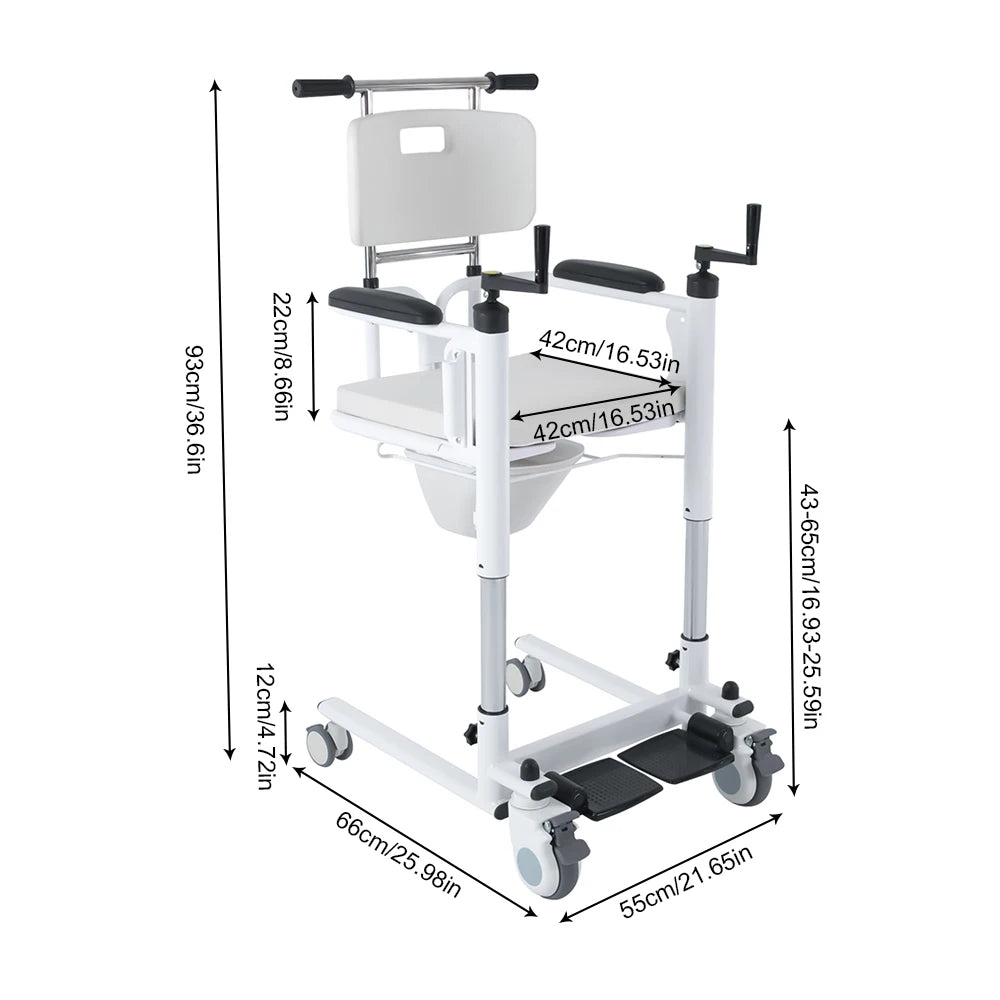 Multifunctional Patient Lift Transfer Chair With Shower Commode