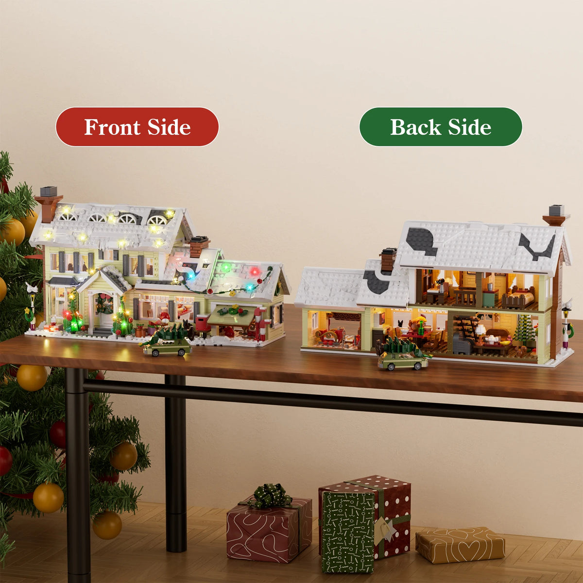 Christmas Snow Village Building Blocks House Model Ornament