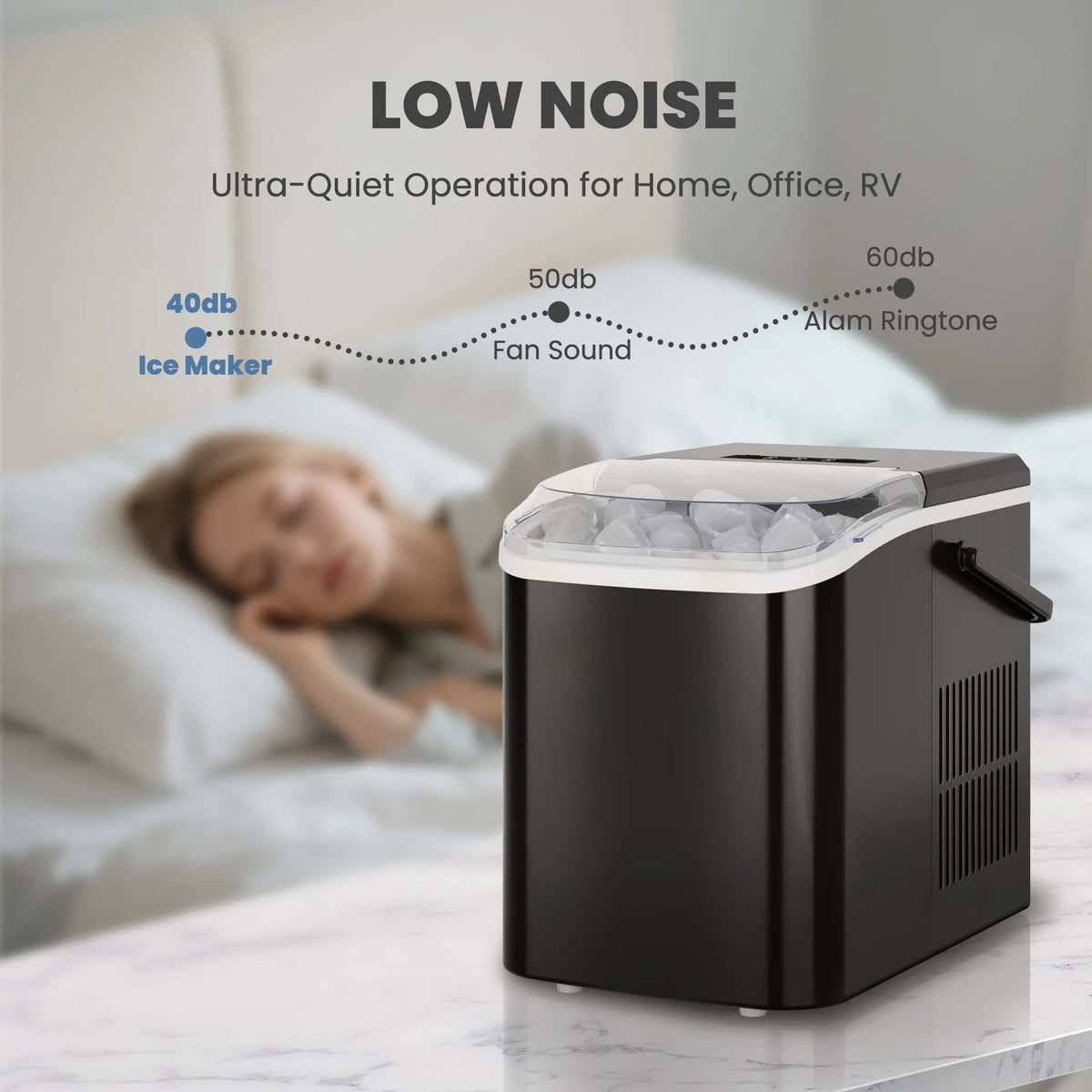 JHK Portable Countertop Ice Maker With Self Cleaning Function