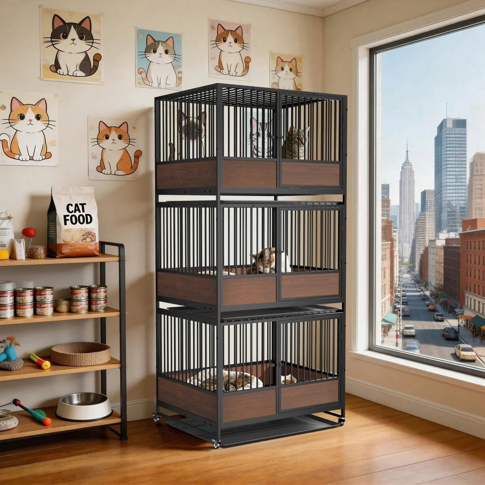 Large Cat Cage Heavy Duty Metal Crate Enclosure Playpen Kennel for Cats and Small Dogs Puppy